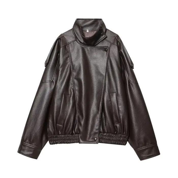 Automne hiver femmes veste en cuir 2025 lâche casual PU Faux