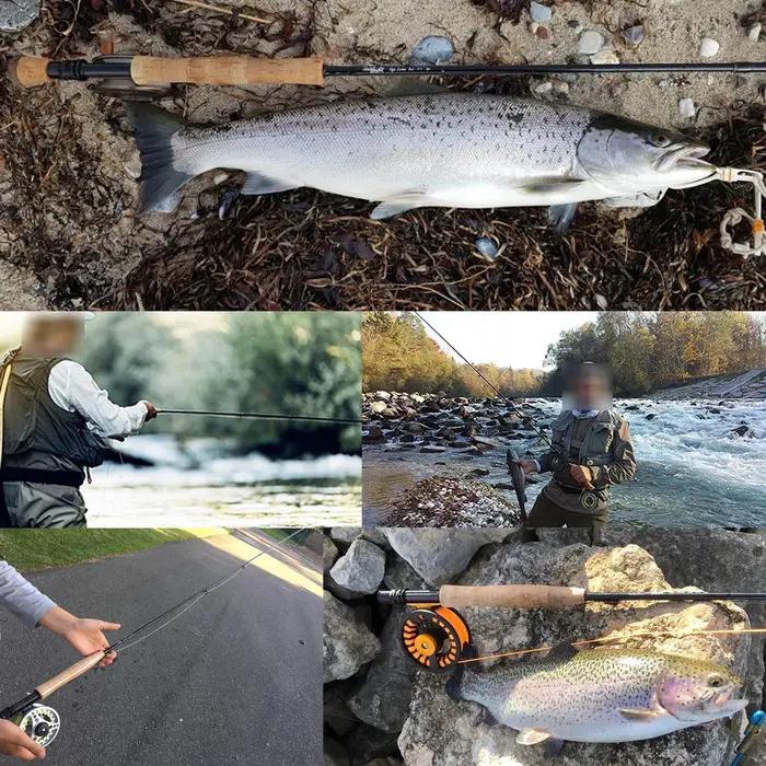 Canne à mouche 9 pieds action rapide 4-8WT carbone SK 30T+40T - Pêche truite saumon tube inclus