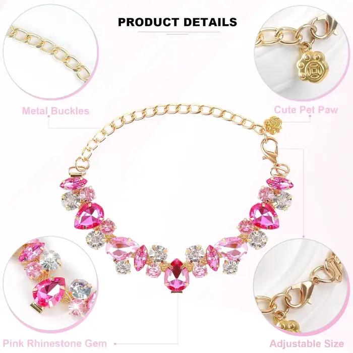 Collier de luxe en pierres précieuses pour chien et chat