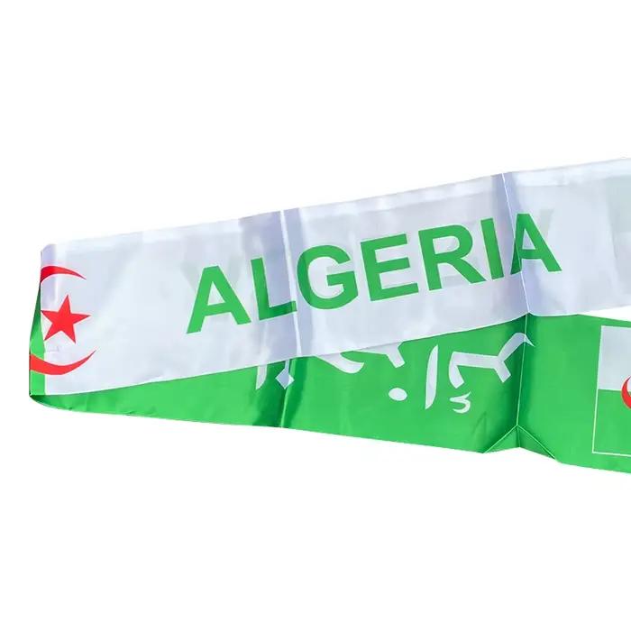 Echarpe drapeau algérien personnalisée equipe de football imprimée en satin polartec pour decoration maison et célébrations patriotes