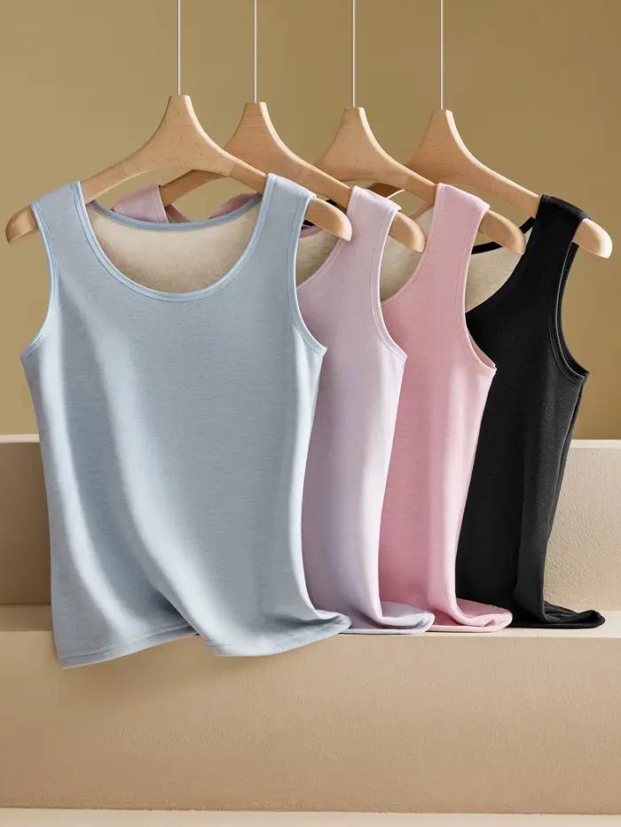 Gilet thermique double couche en velours polyester et élasthanne pour femmes haut chaud épais vêtements d'extérieur bas intérieur chauffant haut sans manches occasions spéciales