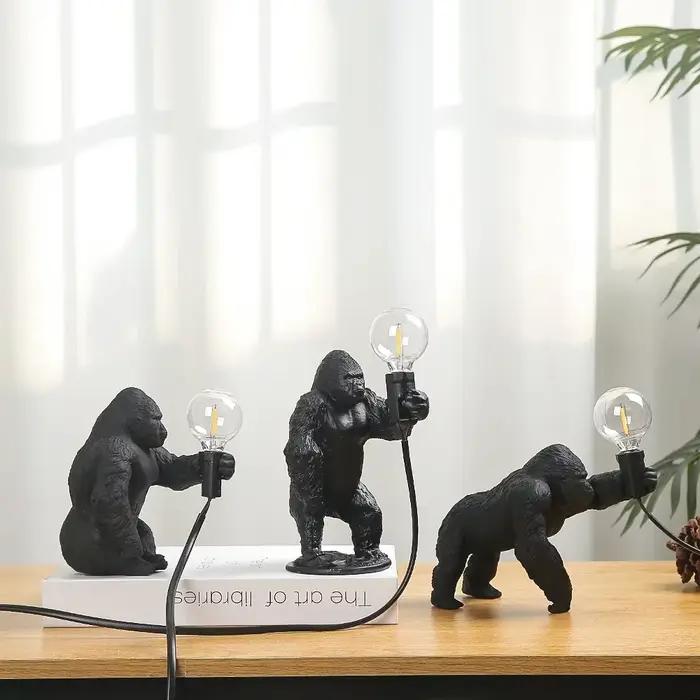 Lampes de table King Kong Gorilla Animal, décoration d'intérieur en résine, petites veilleuses, cade