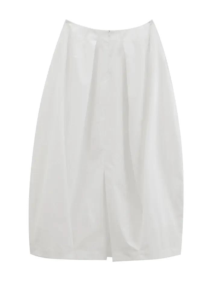 Jupe sculpturale blanche ZIQIAO Printemps 2026 pour femme - Longueur mi-longue