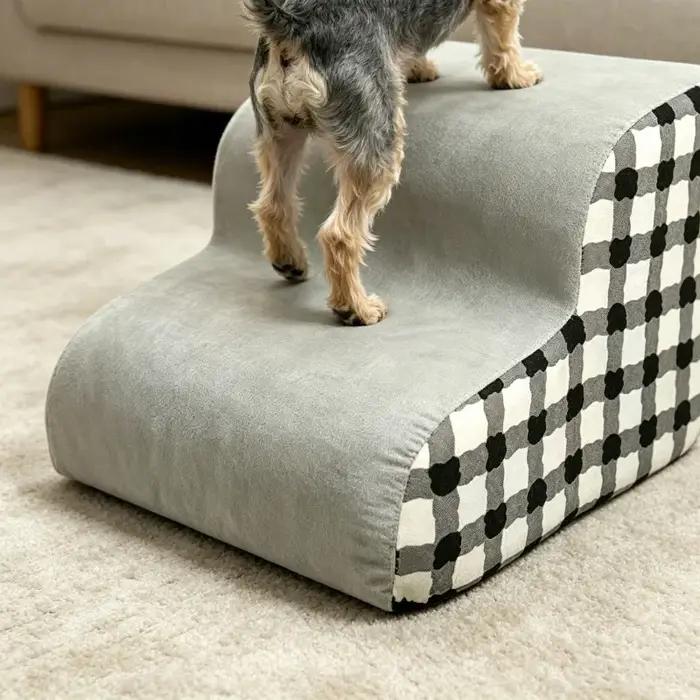 Escalier sécurisé pour chien en 2 étapes, rampes en mousse haute densité, marches antidérapantes pour animaux de compagnie âgés, animaux souffrant de douleurs articulaires, échelle pour canapé-lit