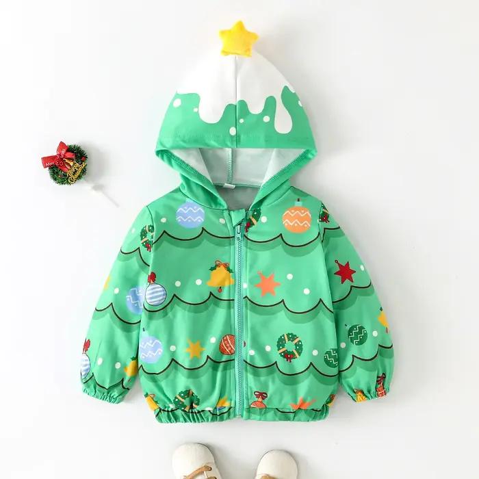 Veste Cardigan de Noël avec Motifs Festifs pour Enfants, Style Européen, Polyester Durables, Occasions Spéciales et Journées de Famille