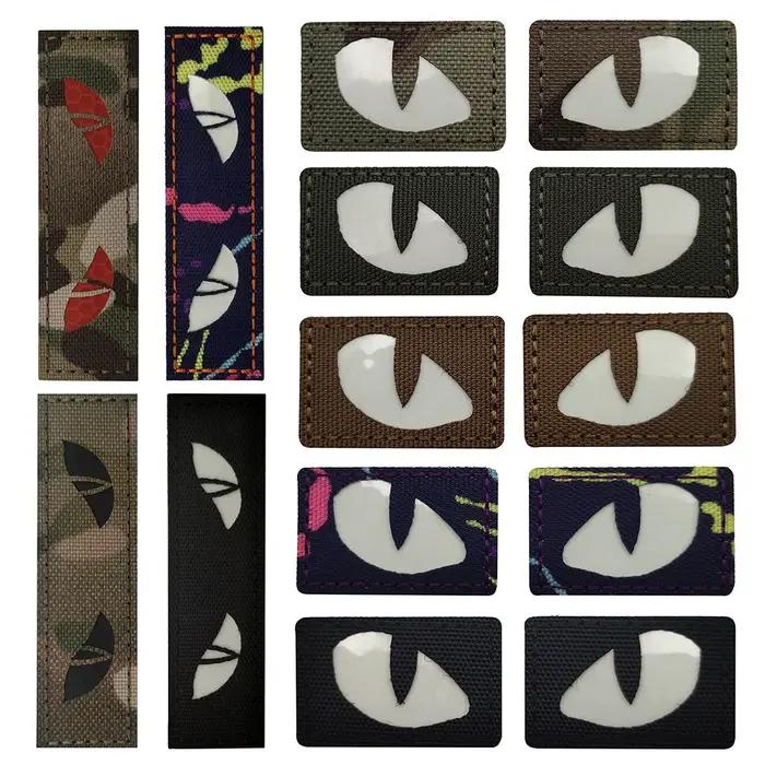 Patch tactique lumineux yeux de chat tigre - Velcro auto-agrippant brillant dans le noir pour équipement tactique