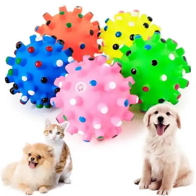 Balle ronde interactive pour chien, jouet sonore et durable, design épineux pour stimuler l'intelligence et la santé bucco-dentaire, jouet pour chiens de tous âges et occasions spéciales