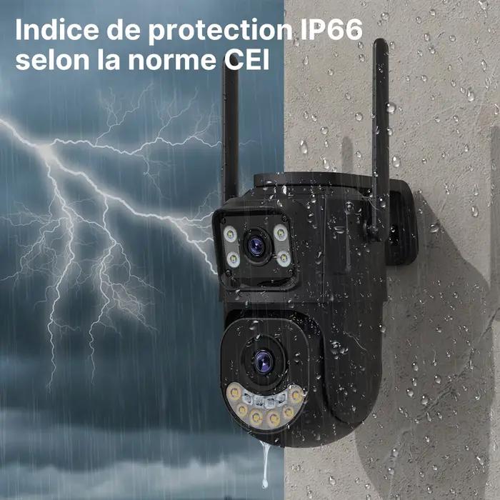 Caméra PTZ WiFi extérieure double objectif 2.4G/5GHz suivi automatique surveillance sécurité iCsee