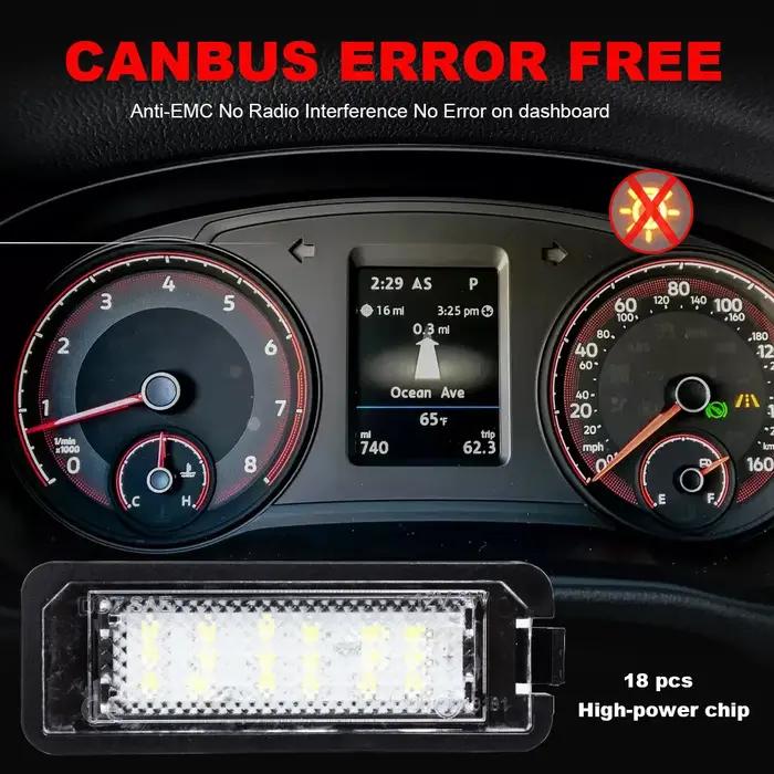 Pour vw Passat B6 CC Eos Golf 4 5 6 7 MK7 Polo superbe Seat Leon Altea 2 pièces LED numéro plaque d'immatriculation lumières assemblée avec Canbus