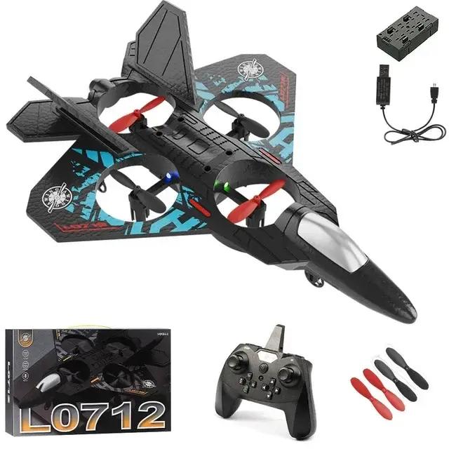 Avion RC haute performance 2.4G L0712: hélicoptère planeur de chasse en mousse EPP à détection de gravité avec lumière