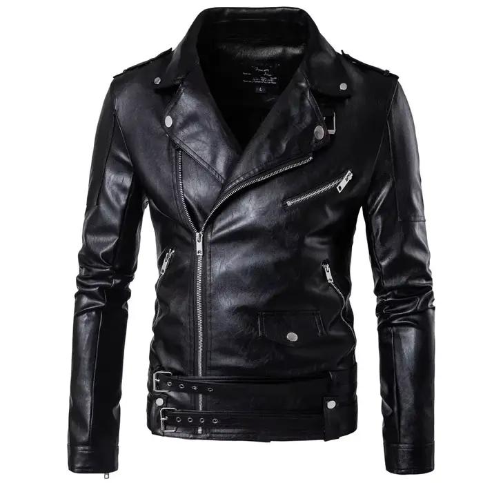 Hommes Sport de plein air veste en cuir moto Cool manteau veste hommes revers vestes en cuir hommes