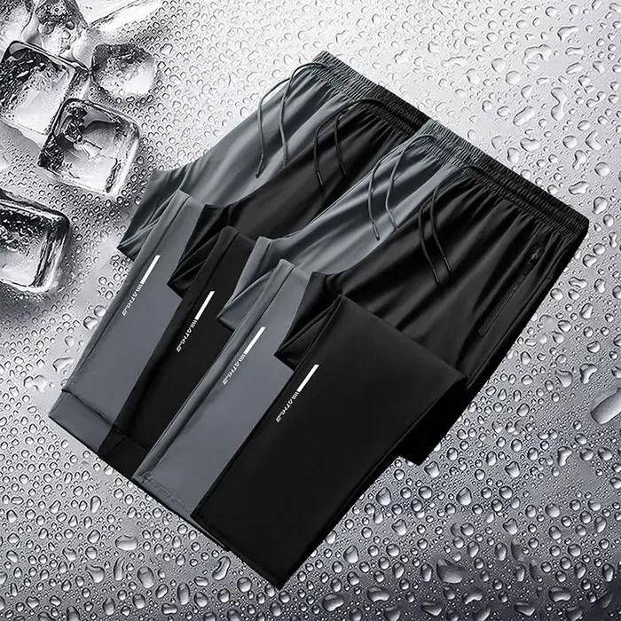 Pantalon Long en Soie Glacée pour Homme Coupe Slim, Ample, Haute, vaccage Rapide, Course en Plein Ai