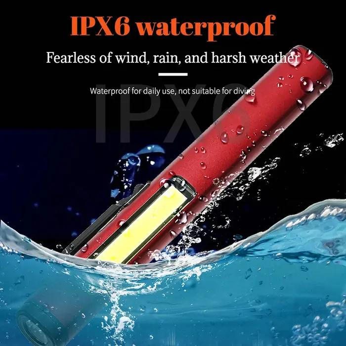Mini lampe à stylo LED Portable COB, lumière latérale, aimant inférieur, lampe de poche avec Clip po