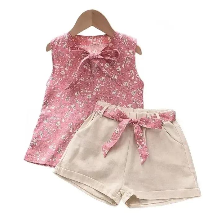 Vêtements d'été pour bébés filles, gilet sans manches et short, 2 pièces/ensembles, vêtements pour tout-petits, Costume de mode pour nourrissons, survêtements pour enfants, nouvelle collection