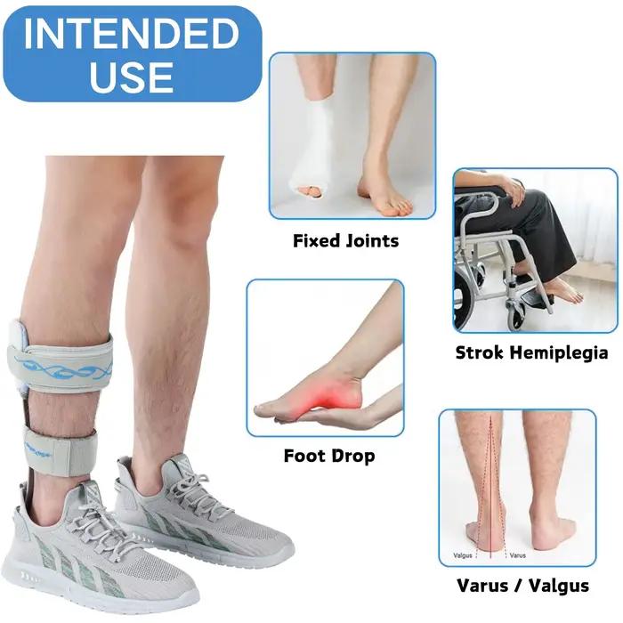 Attelle de pied tombant AFO, stabilisateur de pied tombant, support AFO pour la marche, léger, réglable, polyéthylène, convient à la plupart des chaussures facilement
