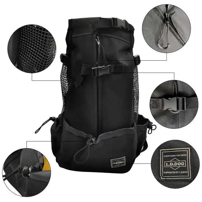 Sac de transport respirant pour chien de grande race pour randonnées cyclistes et voyages en plein air adaptable à toutes les saisons et parfait pour les grandes races comme le Golden Retriever ou le Bulldog