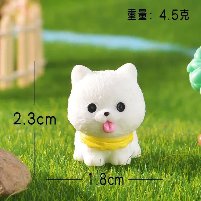 3 pièces mignon dessin animé bavoir chiot Mini résine Figurines jardin mousse Miniature paysage bric