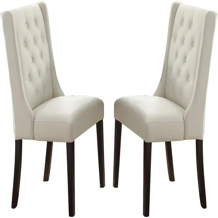 Ensemble de 2 chaises capitonnées en similicuir blanc, siège de salle à manger moderne, sur place