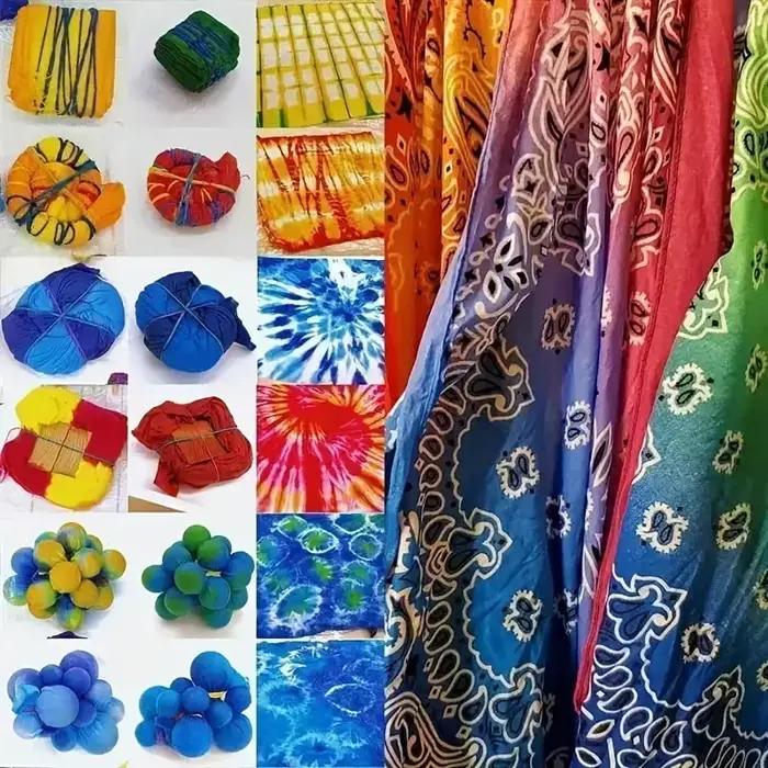 12 sachets de poudre tie-dye de différentes couleurs, colorants reconditionnés pour textiles faits main, adaptés à la teinture des vêtements et des tissus.