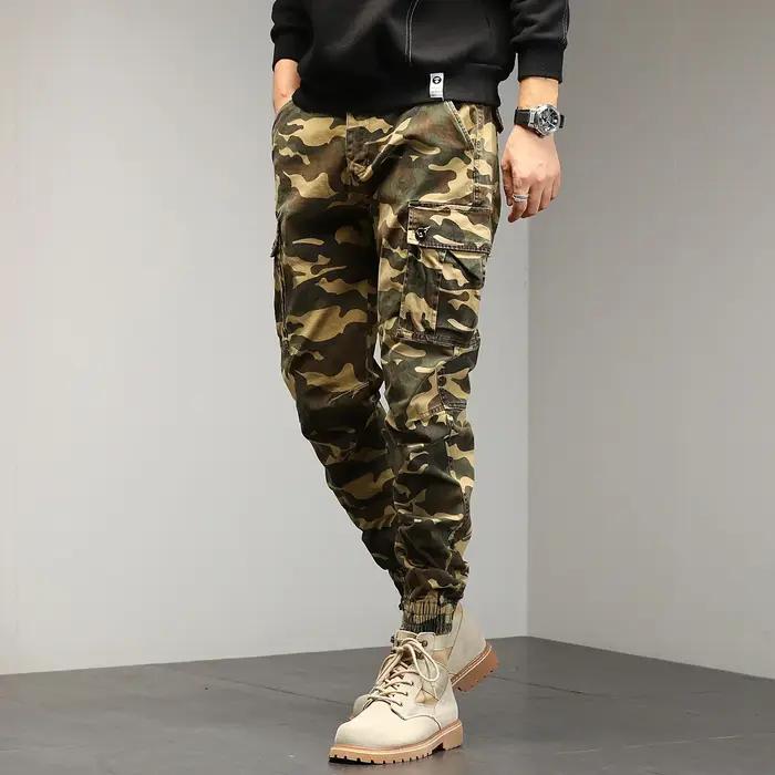 Pantalon cargo rouge chasse homme camouflage coton randonnée travail extérieur vêtement streetwear