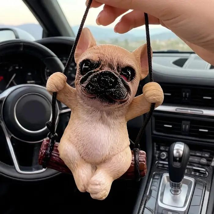 Nouvel Ornement de Rétroviseur Auto en Résine Bouledogue