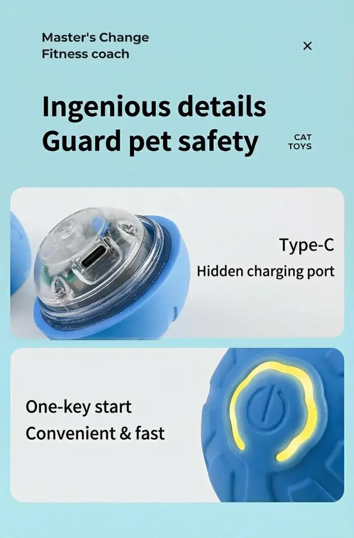 Jouet Électrique Automatique Balle Sautante à Gravité Résistante aux Morsures pour Chien Stimulation Mentale Auto-Plaisir Occasions Spéciales