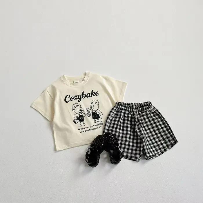 2025 nouveaux vêtements d'été costume à manches courtes imprimé dessin animé T-shirt + Shorts enfant