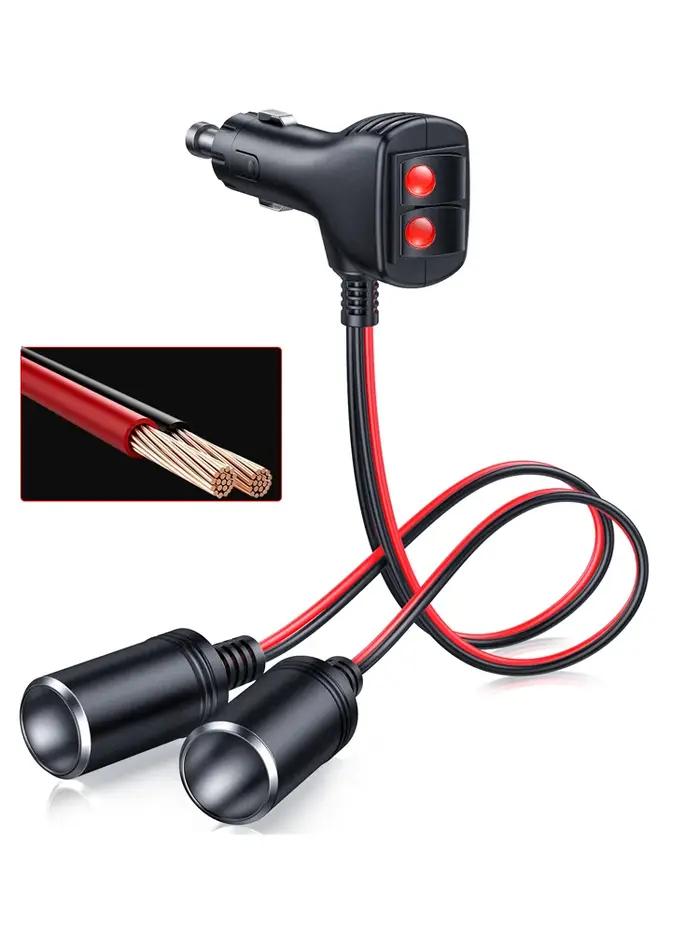 Adaptateur Séparateur Allume-Cigare 16AWG 35cm avec Fusible 10A pour Chargeurs d'Alimentation Voiture Occasions Spéciales