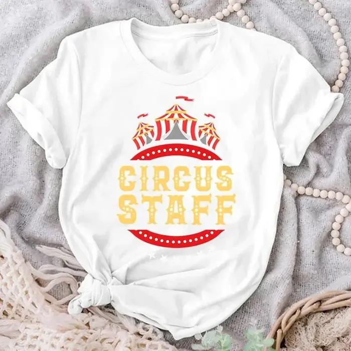 T-shirt manches courtes femme, estival et décontracté, imprimé de l'équipe de cirque, à la mode, ample, Vintage, Streetwear, Y2K