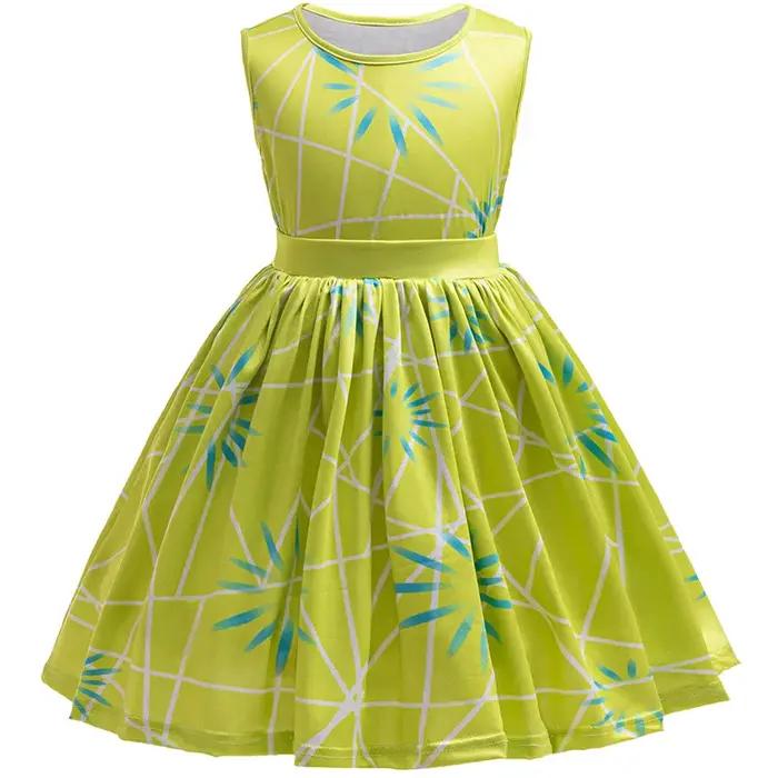 Robe verte imprimée complète pour enfants filles