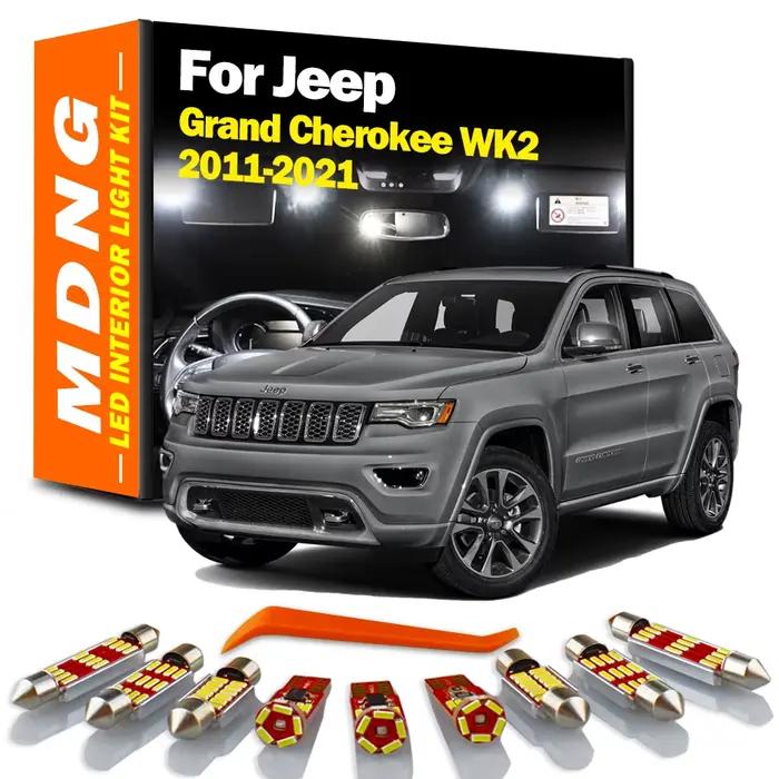 MDNG 15 pièces Canbus intérieur LED carte dôme coffre Kit d'éclairage pour Jeep Grand Cherokee WK2 2