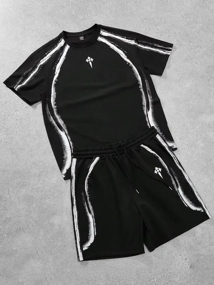 Nouvel ensemble homme été 2026 à manches courtes avec imprimé 3D pour un style décontracté urbain, c