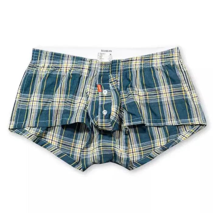 Sous-vêtements pour hommes slips amples respirants taille basse pantalons à carreaux sexy faits mais