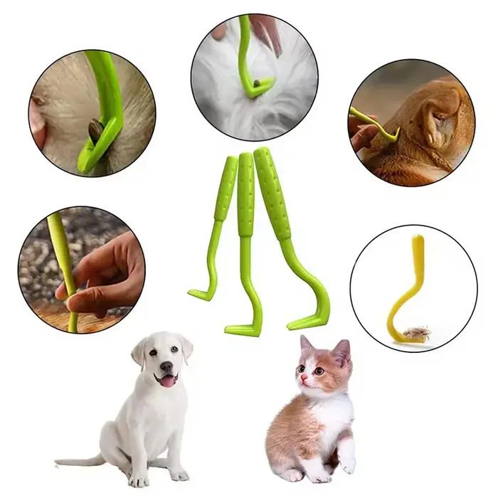 Outil portable de nettoyage pour animaux de compagnie : crochet anti-tiques