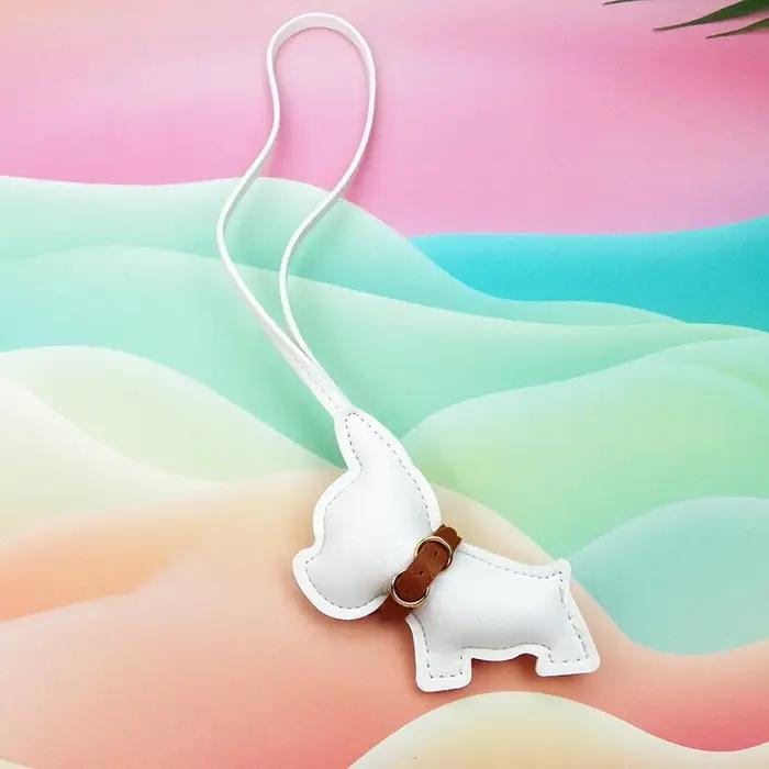 Doguecore Breloque pour sac bouledogue français – Porte-clés en cuir PU pour femme, bijoux animaux m