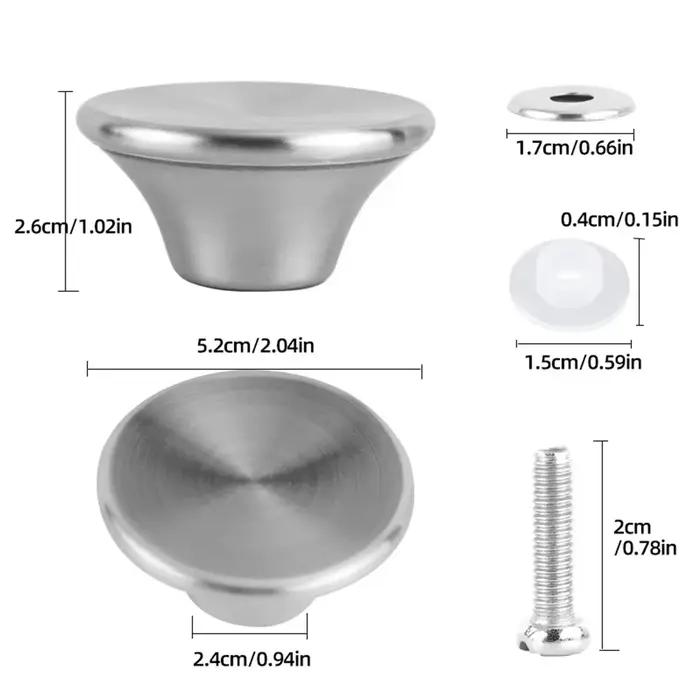 Boutons de couvercle de Pot en acier inoxydable, 2 pièces, poignée de couvercle de Pot, matériel de