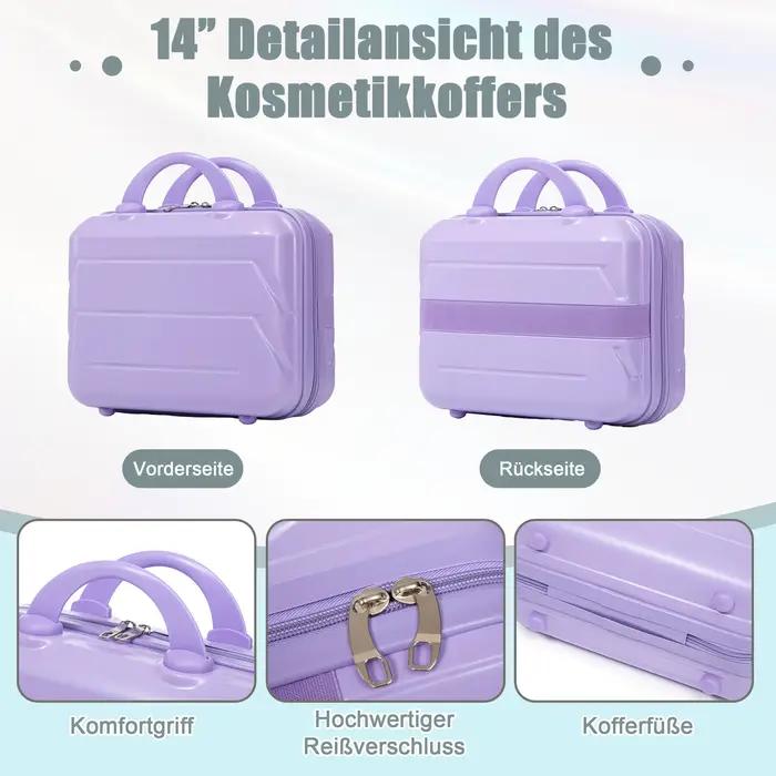 14-inch/19-inch 2-piece suitcase set, material: ABS swivel wheel suitcase set with combination lock