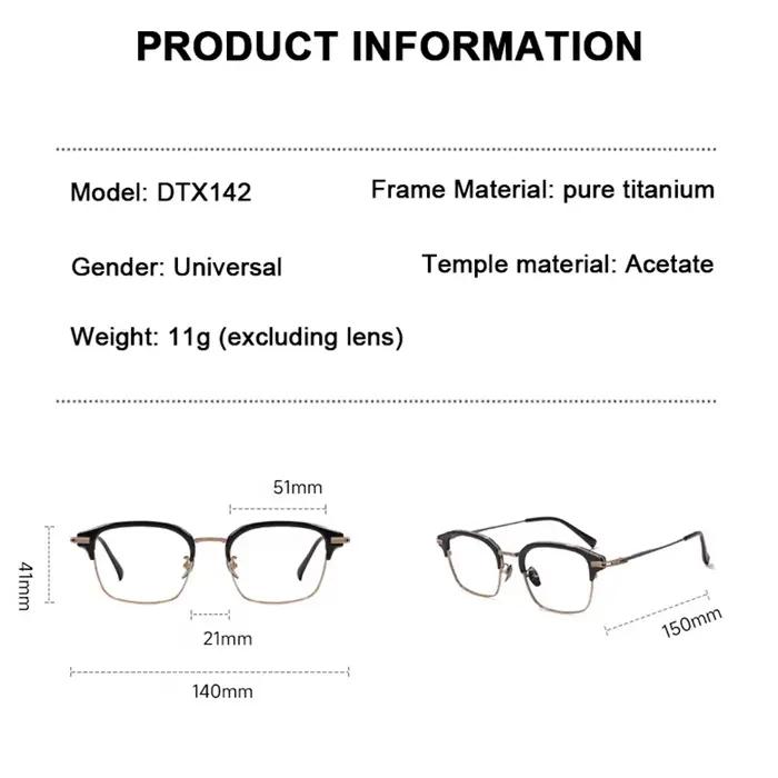 Lunettes de vue rétro de luxe américaines, réplique, grande taille 140 mm, monture en acétate et tit