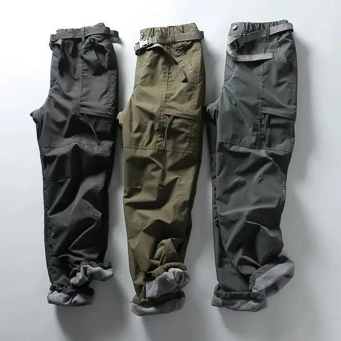 Pantalon cargo épais imperméable hiver chasse outdoor multi-poches loose femmes hommes