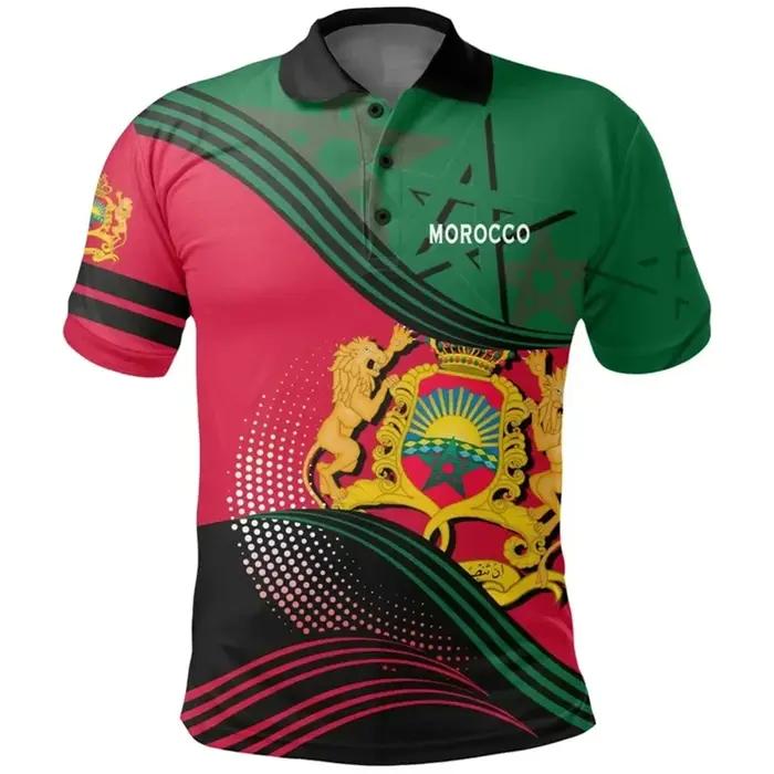 Polo Imprimé 3D avec Emblème National Marocain pour Homme et Femme