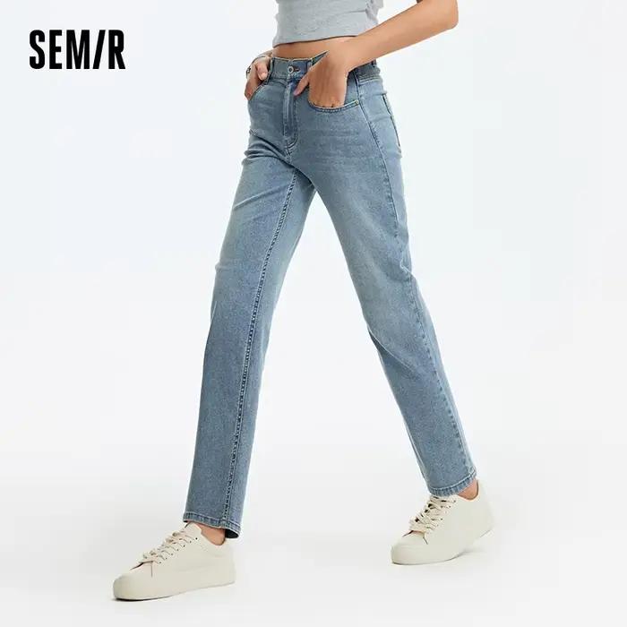 Jean Femme Semir Élastique Taille 2026 Style Rétro Droit Urbain Décontracté Quotidien Doux Confortab