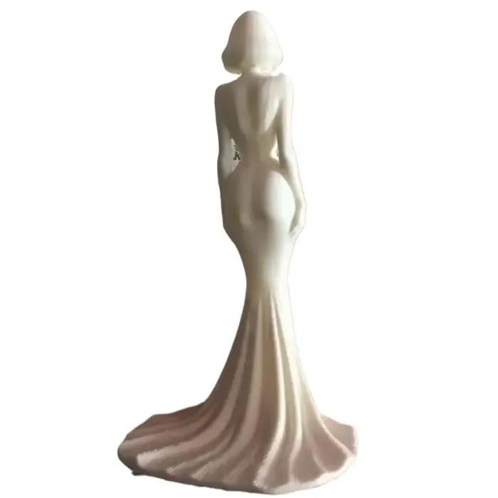 Statue de déesse imprimée en 3D cheveux courts blancs robe de soirée élégante figurine de bureau moderne minimaliste occasions spéciales cadeau d'anniversaire mariage