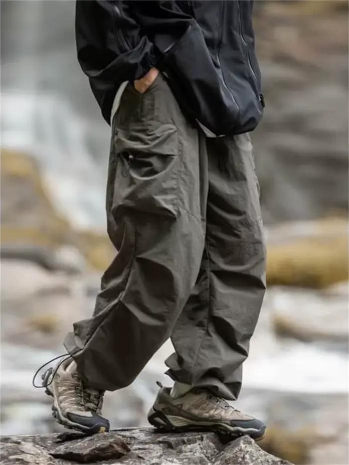 Pantalon cargo homme printemps automne imperméable montagne décontracté harajuku travail noir veste