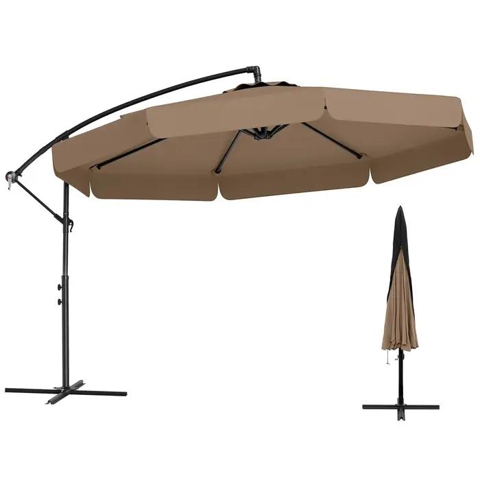 Parasol suspendu décalé de 10 pieds élégant avec base pour espaces extérieurs ombragés occasions spéciales