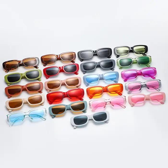 Lunettes soleil rétro vintage petit rectangle UV400 pour femme homme été plage voyage