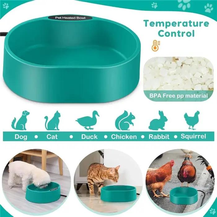 Bol à eau chauffant automatique de grande taille 3,7 L, bol à eau automatique pour chiens, chats et animaux, sensible à la température, pour l'extérieur en hiver
