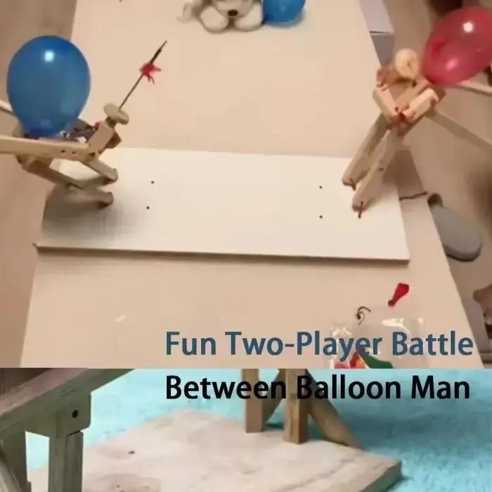 Jeu de combat de ballons pour 2 joueurs, bataille de ballons, clôture en bois faite à la main, tête de marionnette gonflable, combattant en bois rapide