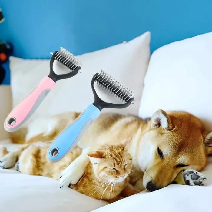 Nouvelle Brosse Démêlante pour Chiens et Chats – Outil de Toilettage pour Poils Longs et Bouclés