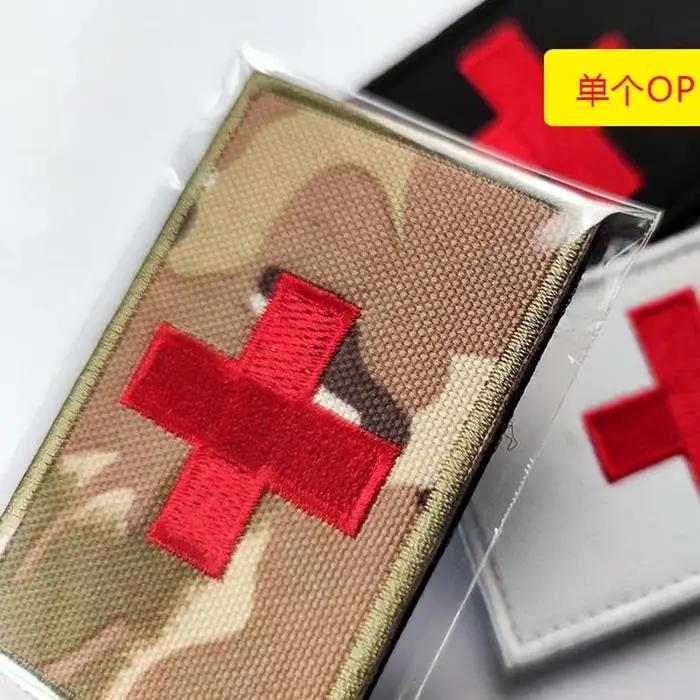 Badges brodés avec appliques de croix rouge, Patch tactique à crochet et boucle, première aide MED Medic Rescue militaire sur sac à dos, brassard