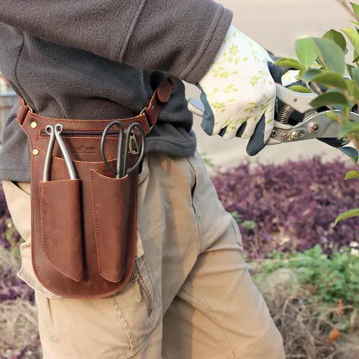 Sac de ceinture à outils en cuir Tourbon multifonctionnel pour artisan et bricoleur occasions spéciales jardinage construction